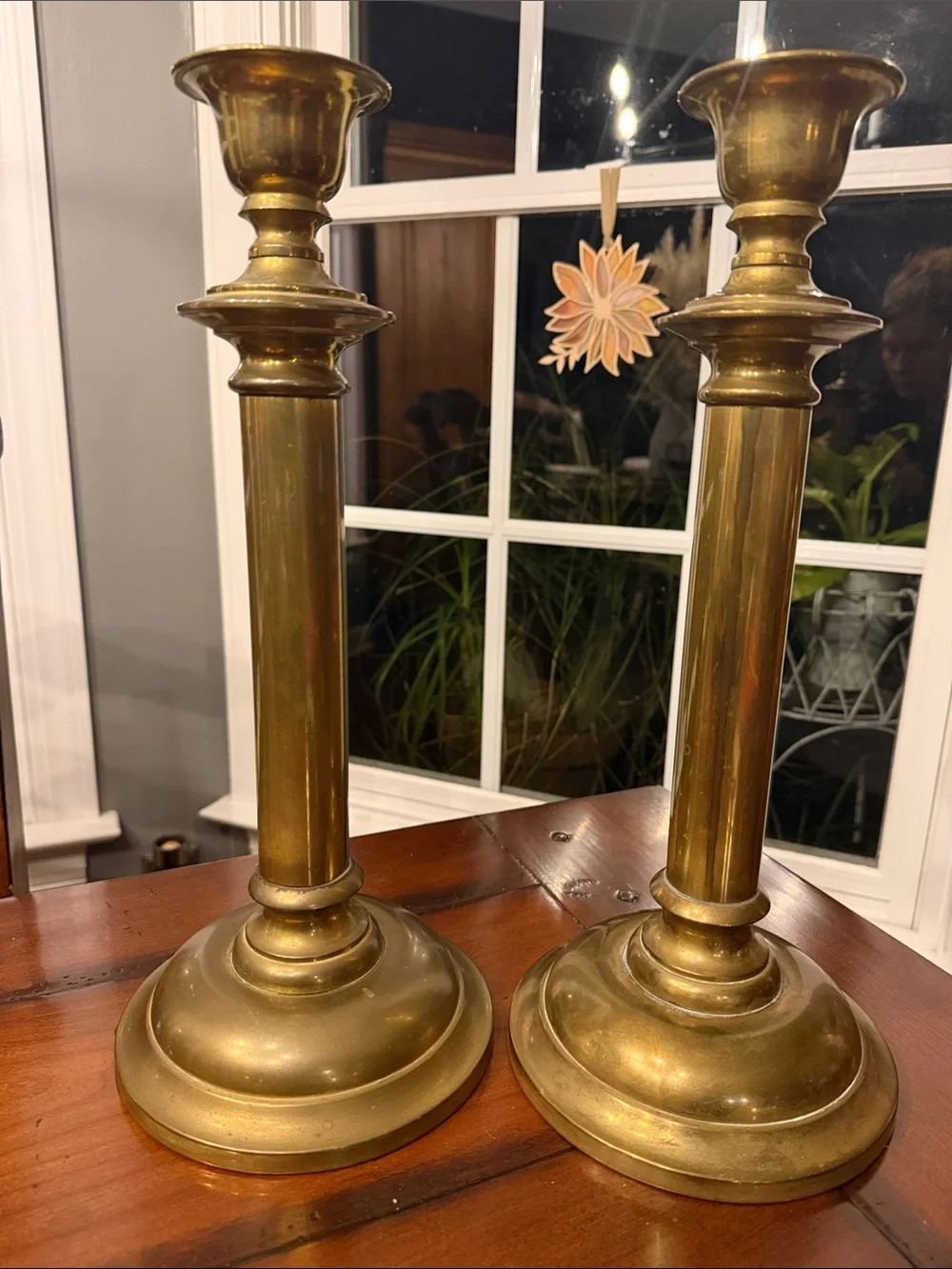 Vintage Brass Candlestick Pair in Gold Finish